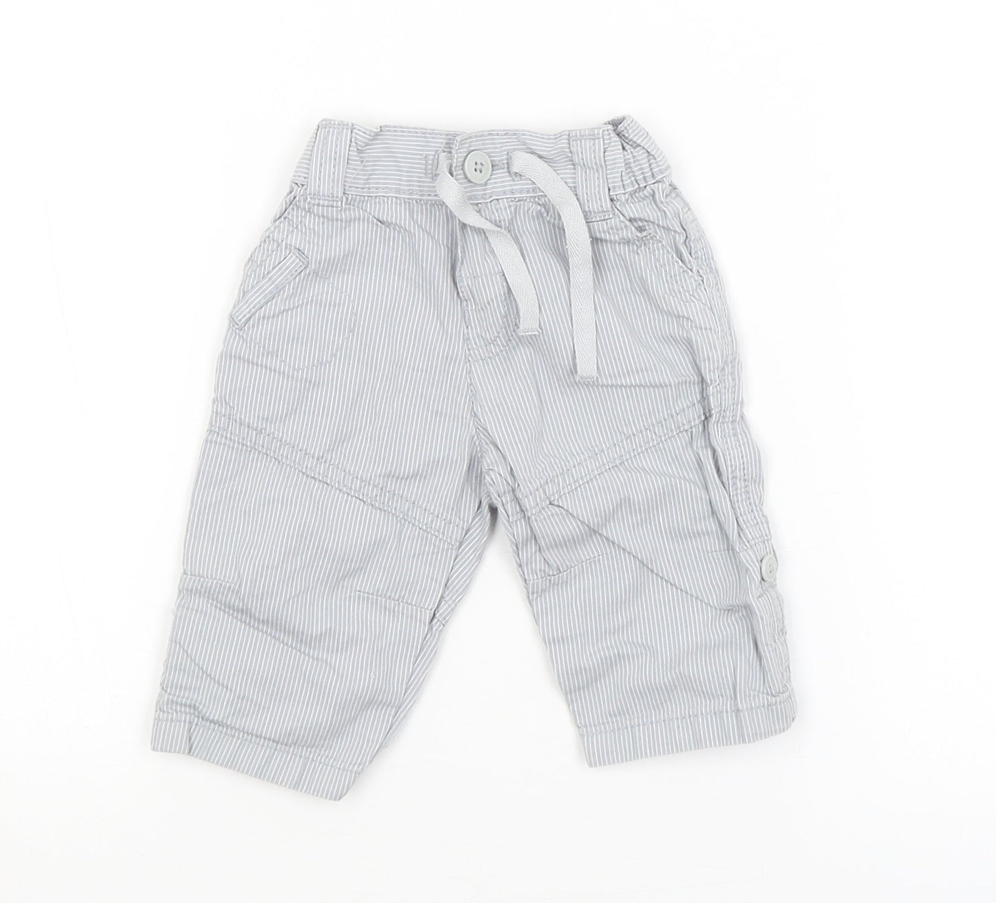M&S Baby Blue Striped  Cargo Trousers Size 0-3 Months