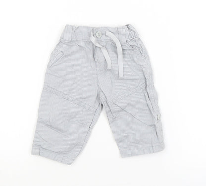 M&S Baby Blue Striped  Cargo Trousers Size 0-3 Months