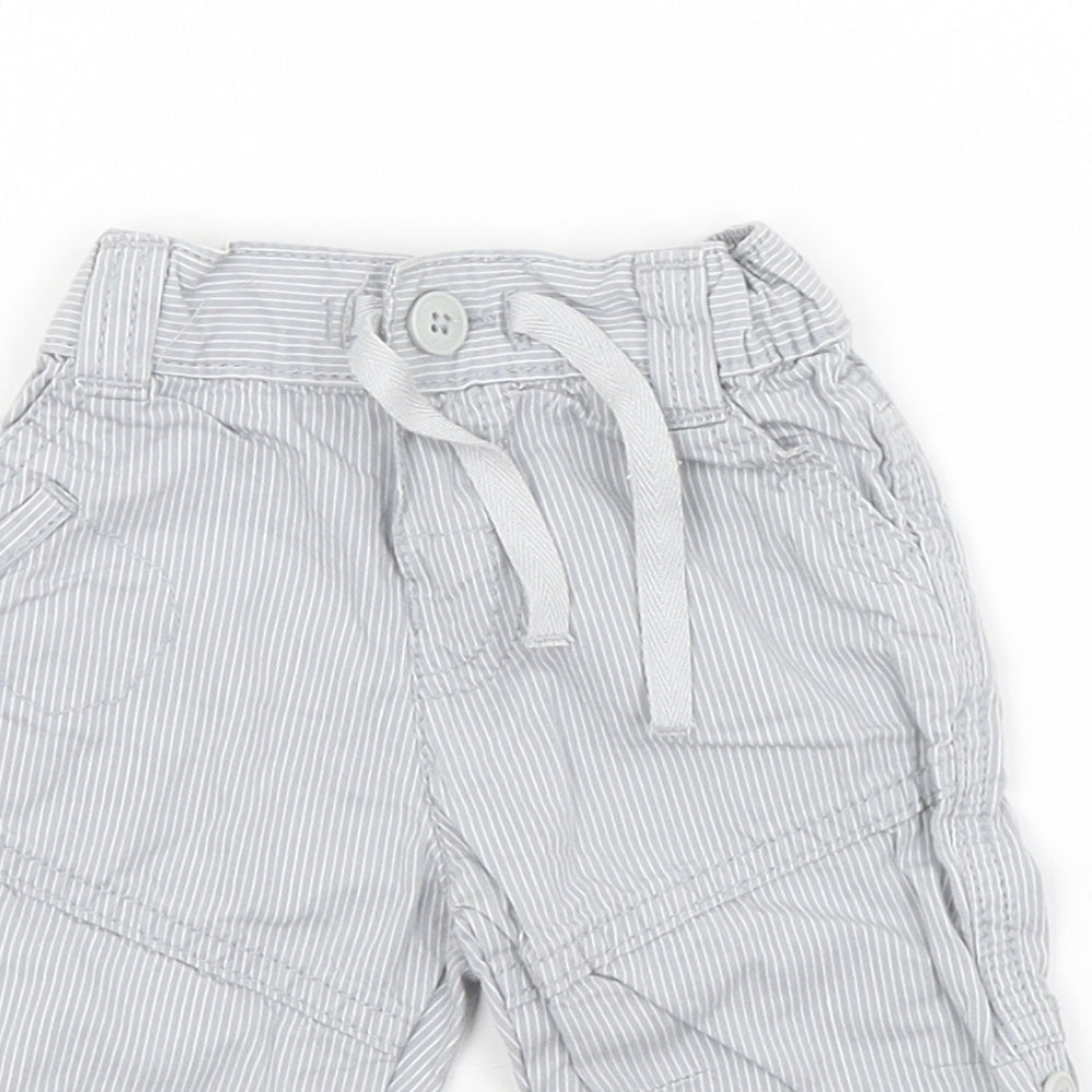 M&S Baby Blue Striped  Cargo Trousers Size 0-3 Months