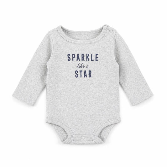 Front view of Carters Baby Grey Romper One-Piece, size 3-6, Months