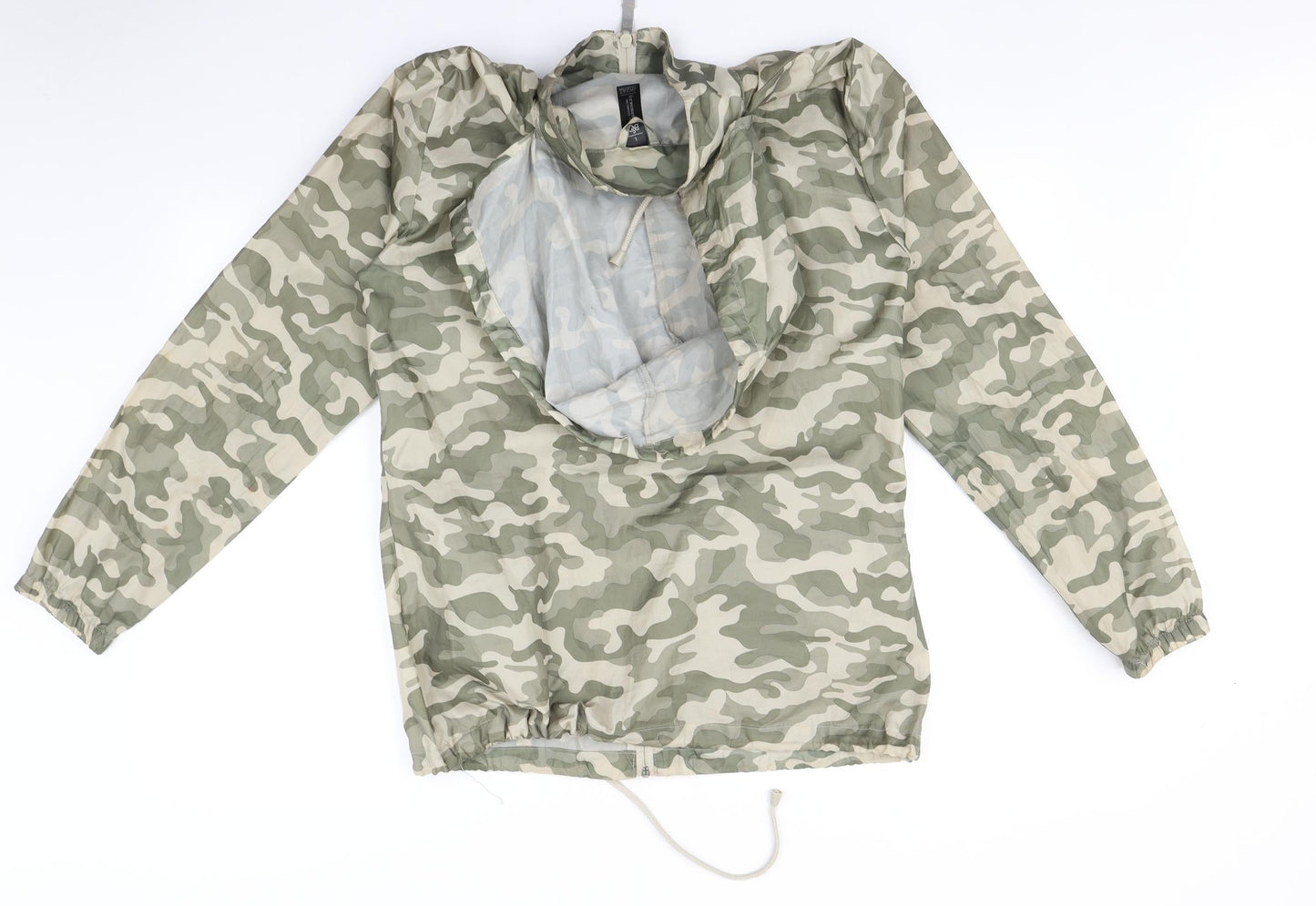 B&C Womens Green Camouflage  Rain Coat Coat Size L