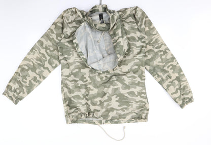 B&C Womens Green Camouflage  Rain Coat Coat Size L