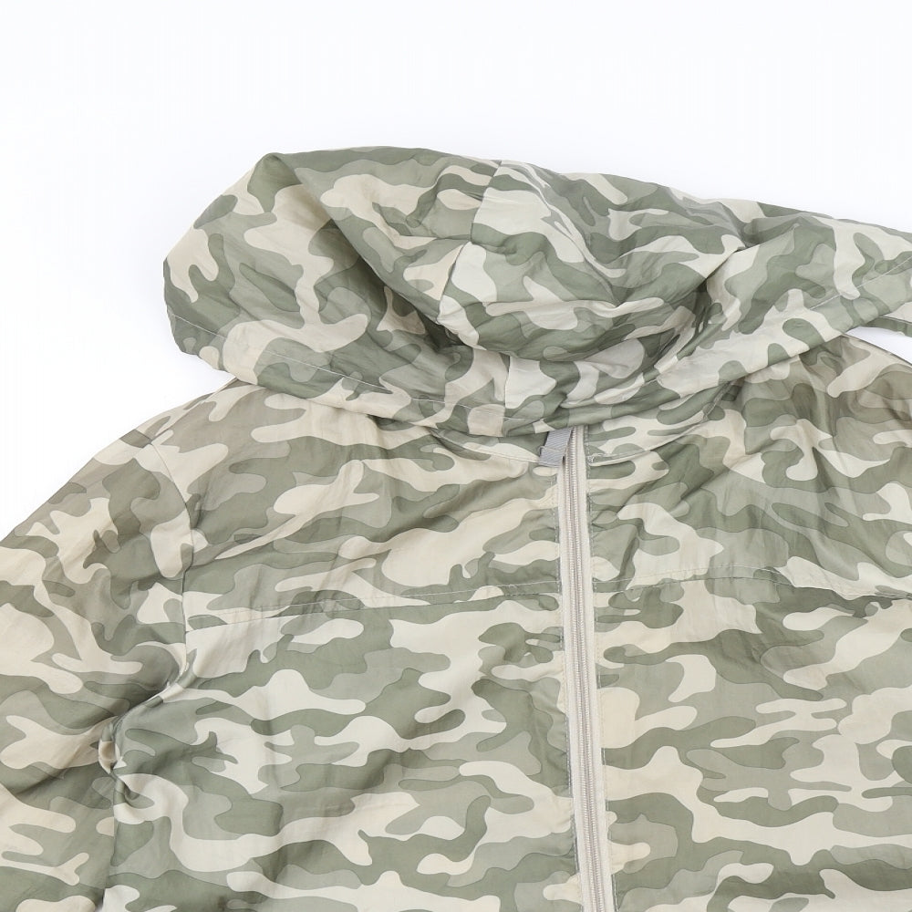 B&C Womens Green Camouflage  Rain Coat Coat Size L