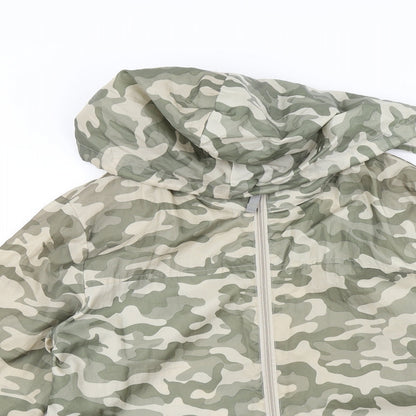B&C Womens Green Camouflage  Rain Coat Coat Size L