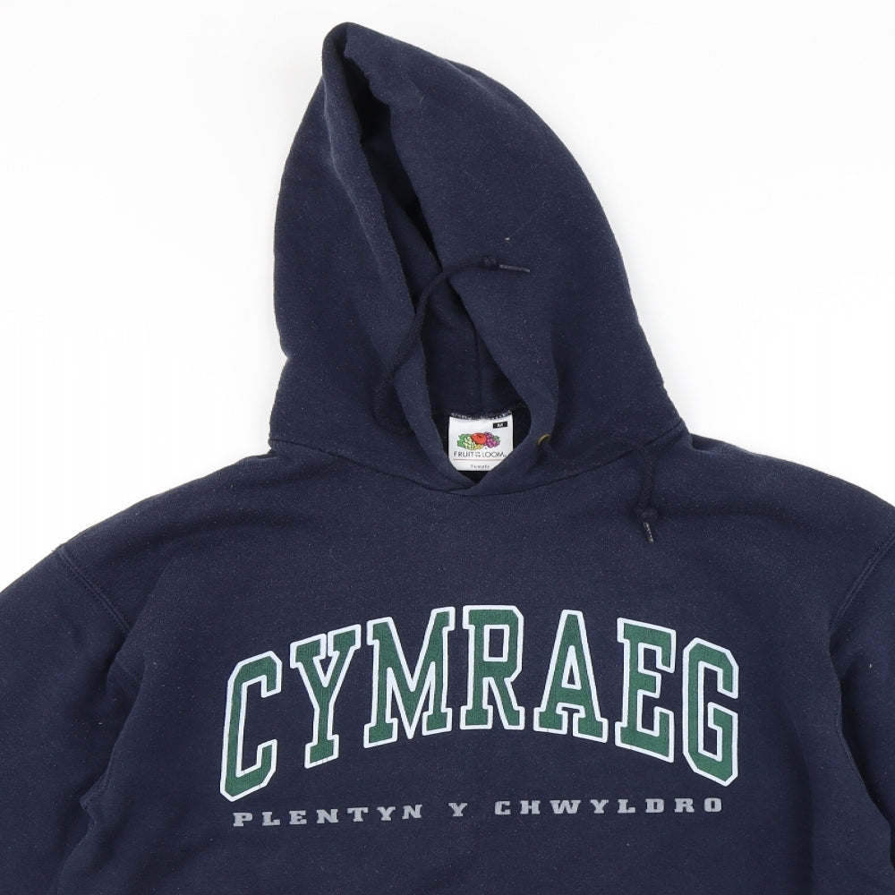 Fruit of the Loom Womens Blue   Pullover Hoodie Size M  - Cymraeg