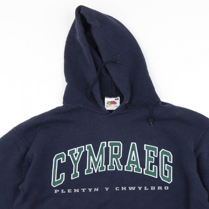Fruit of the Loom Womens Blue   Pullover Hoodie Size M  - Cymraeg