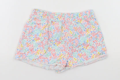 John Lewis Girls White Floral  Dungaree Shorts Shorts Size 4 Years