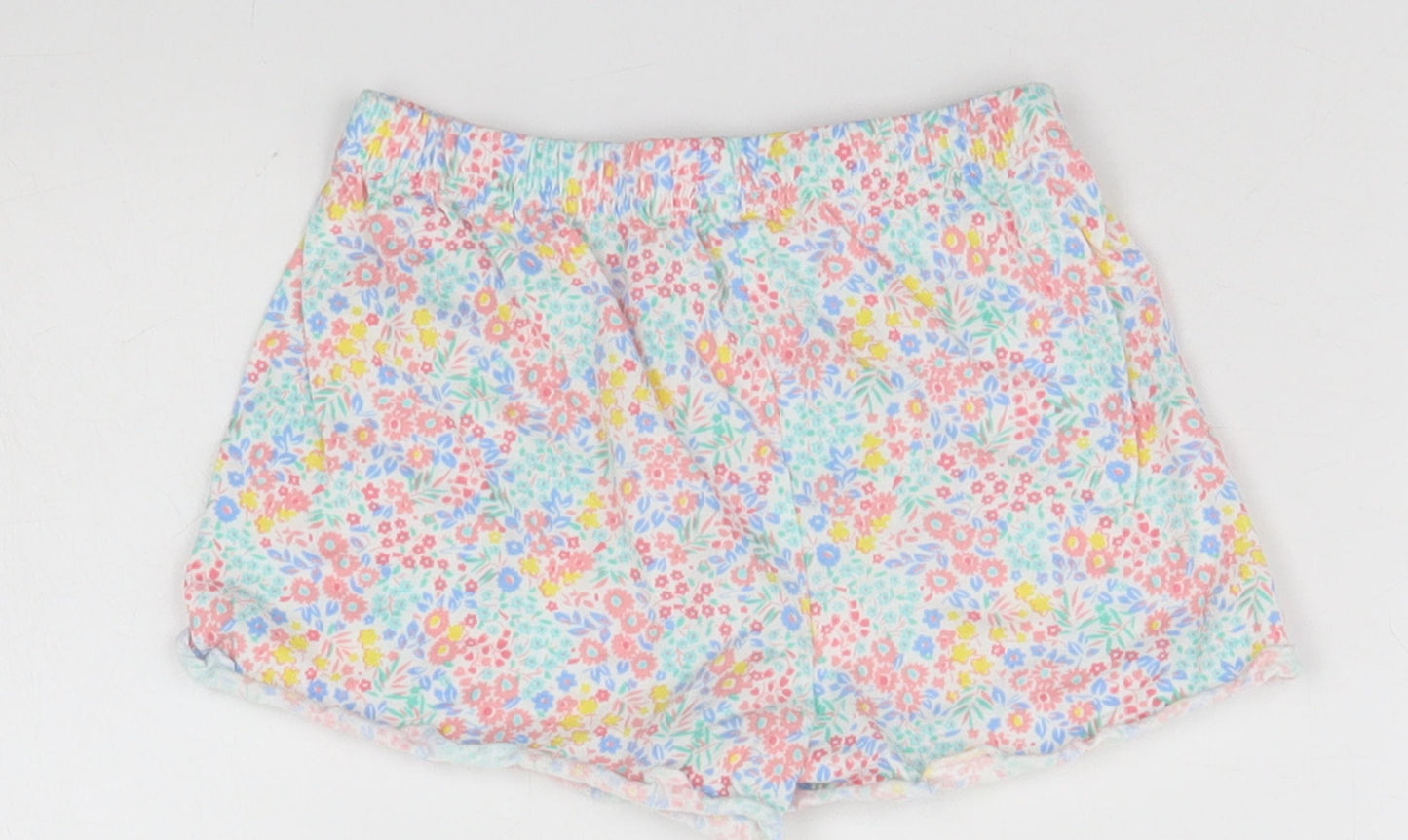 John Lewis Girls White Floral  Dungaree Shorts Shorts Size 4 Years