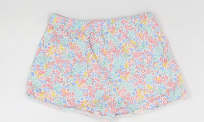 John Lewis Girls White Floral  Dungaree Shorts Shorts Size 4 Years