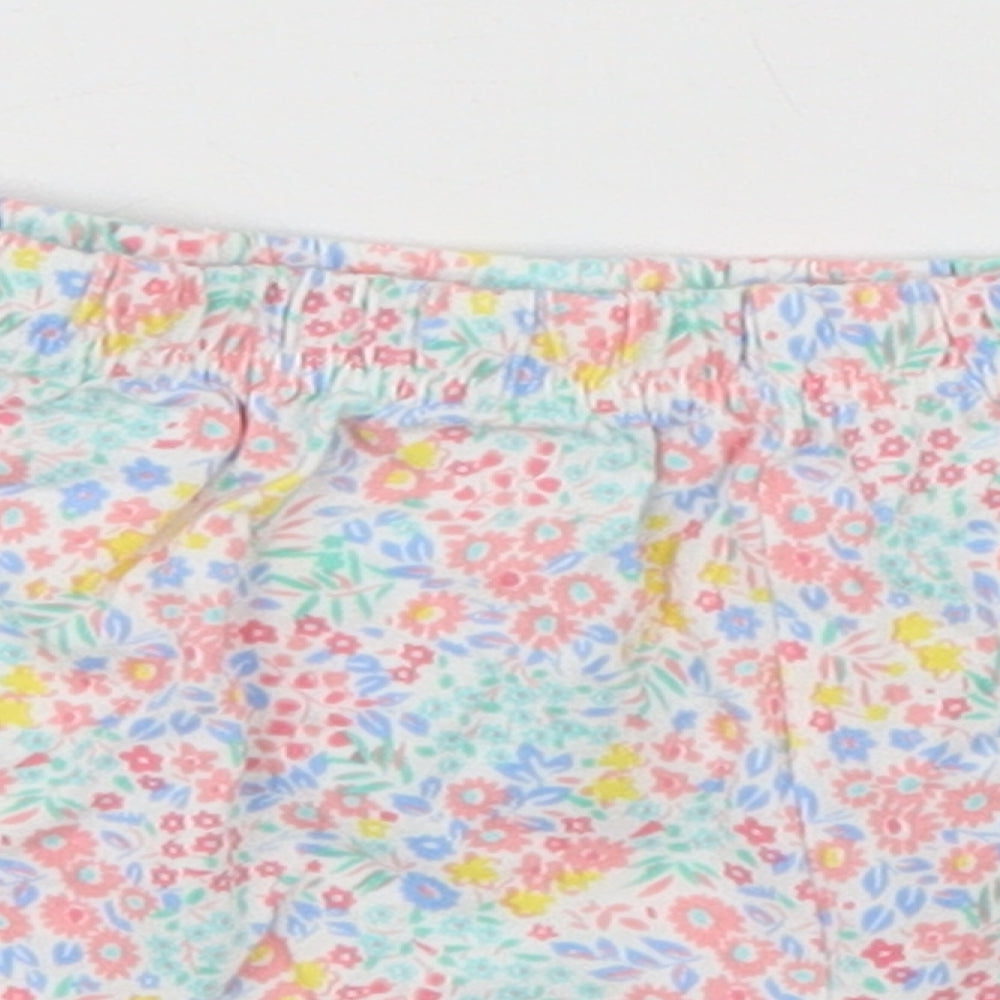 John Lewis Girls White Floral  Dungaree Shorts Shorts Size 4 Years