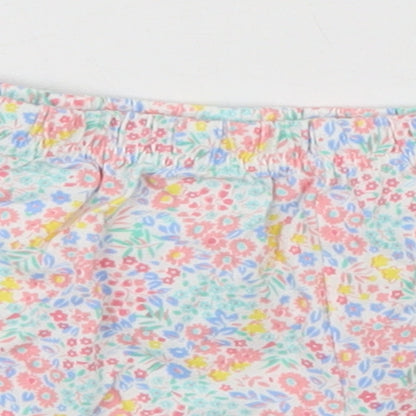 John Lewis Girls White Floral  Dungaree Shorts Shorts Size 4 Years
