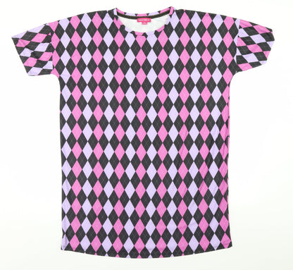 Urban Threads Womens Pink Argyle/Diamond  Basic T-Shirt Size 12