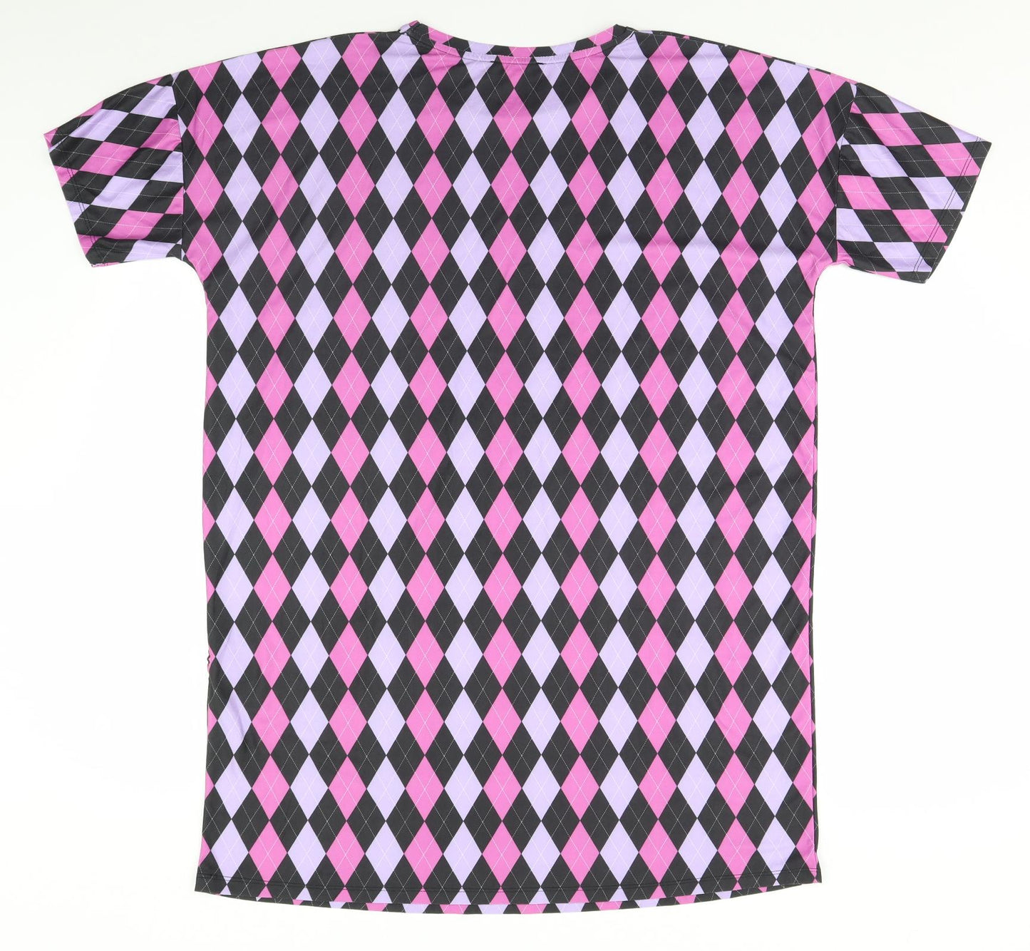 Urban Threads Womens Pink Argyle/Diamond  Basic T-Shirt Size 12