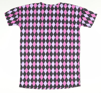 Urban Threads Womens Pink Argyle/Diamond  Basic T-Shirt Size 12