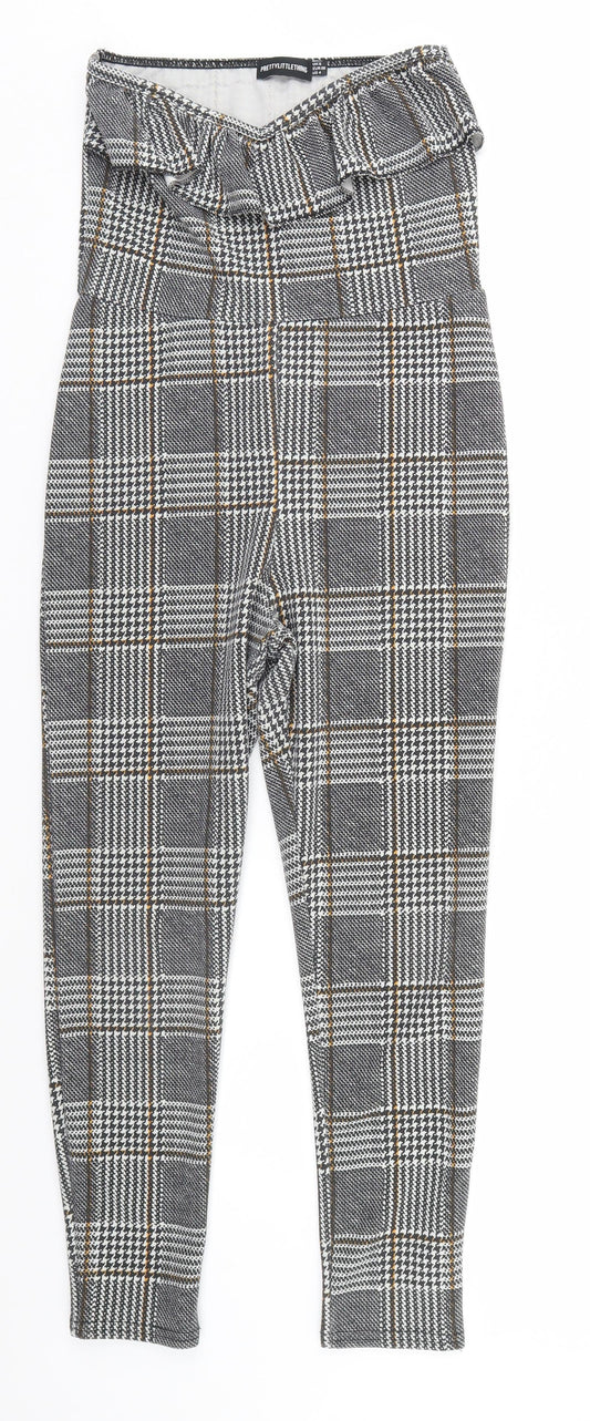 PRETTYLITTLETHING Womens Grey Houndstooth  Jumpsuit One-Piece Size 8 L24 in