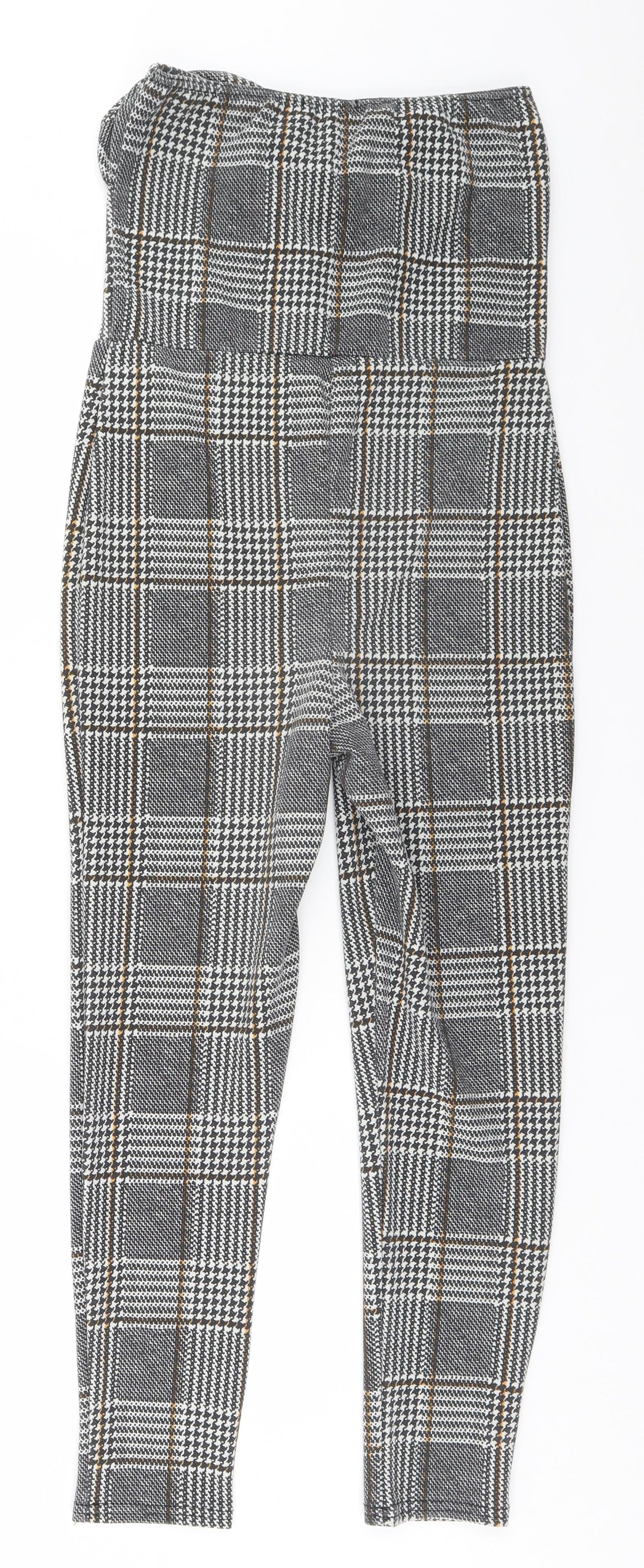 PRETTYLITTLETHING Womens Grey Houndstooth  Jumpsuit One-Piece Size 8 L24 in