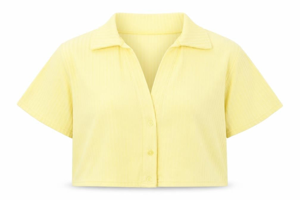 Womens UK Size 16 Boohoo Yellow Basic Button-Up