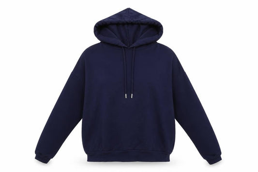 Front view of ASOS women’s blue pullover hoodie, size UK 6