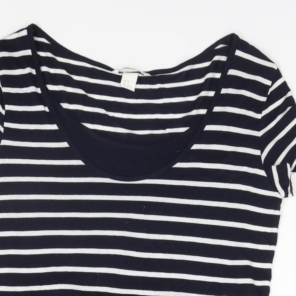 Womens UK Size 10 H&M Blue Basic T-Shirt