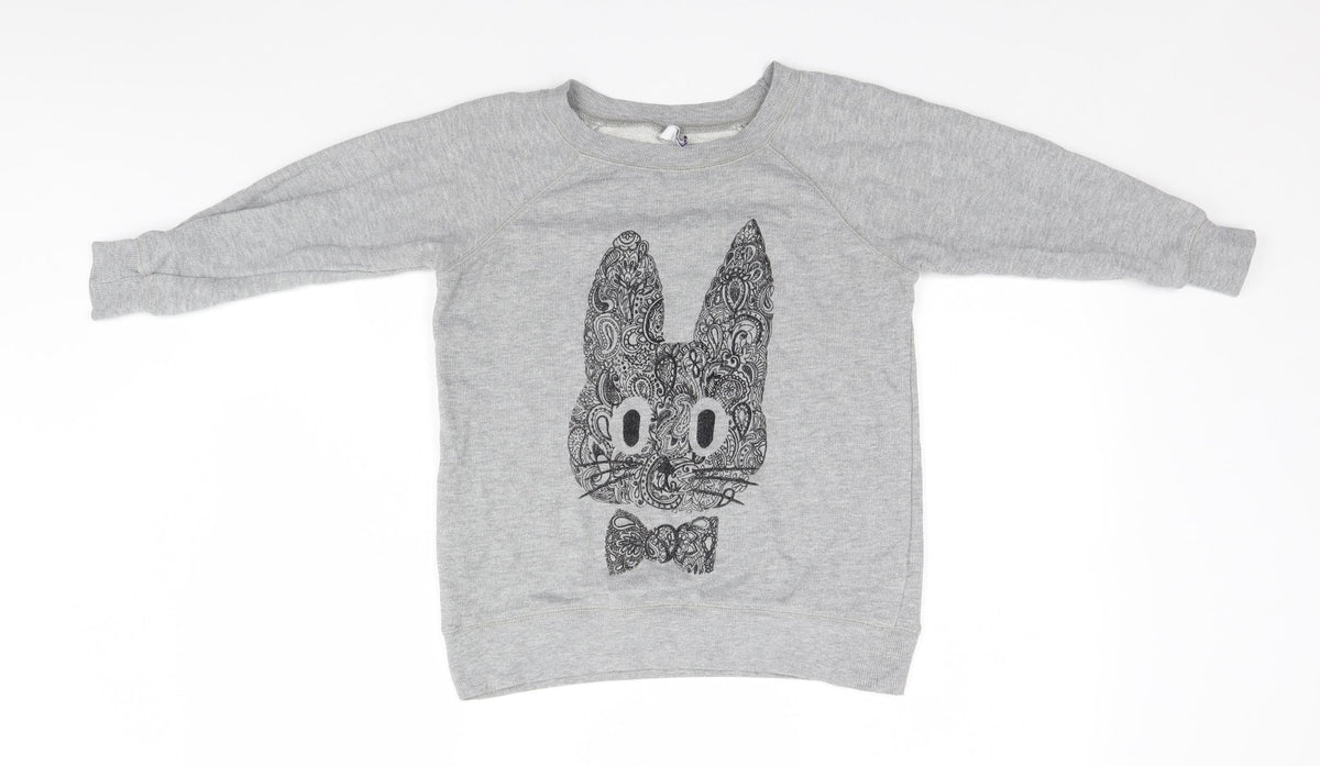 Additional front view of Debenhams women’s grey jumper, size UK 10, - bunny