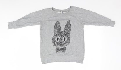 Additional front view of Debenhams women’s grey jumper, size UK 10, - bunny
