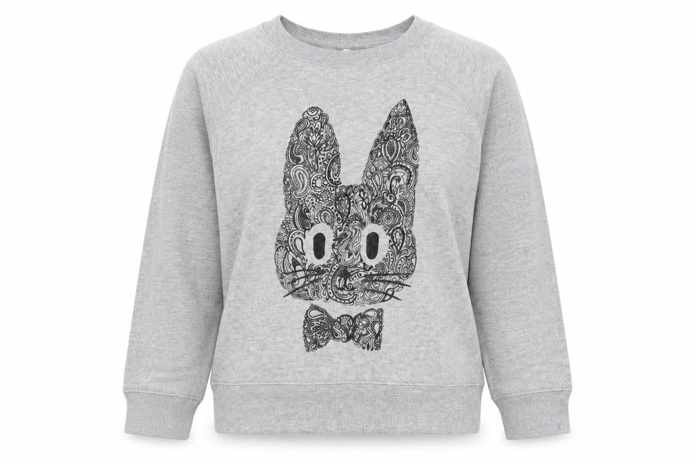 Front view of Debenhams women’s grey jumper, size UK 10, - bunny