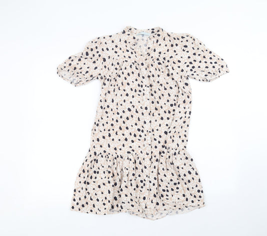 Primark Womens Pink Animal Print  Basic Button-Up Size 4