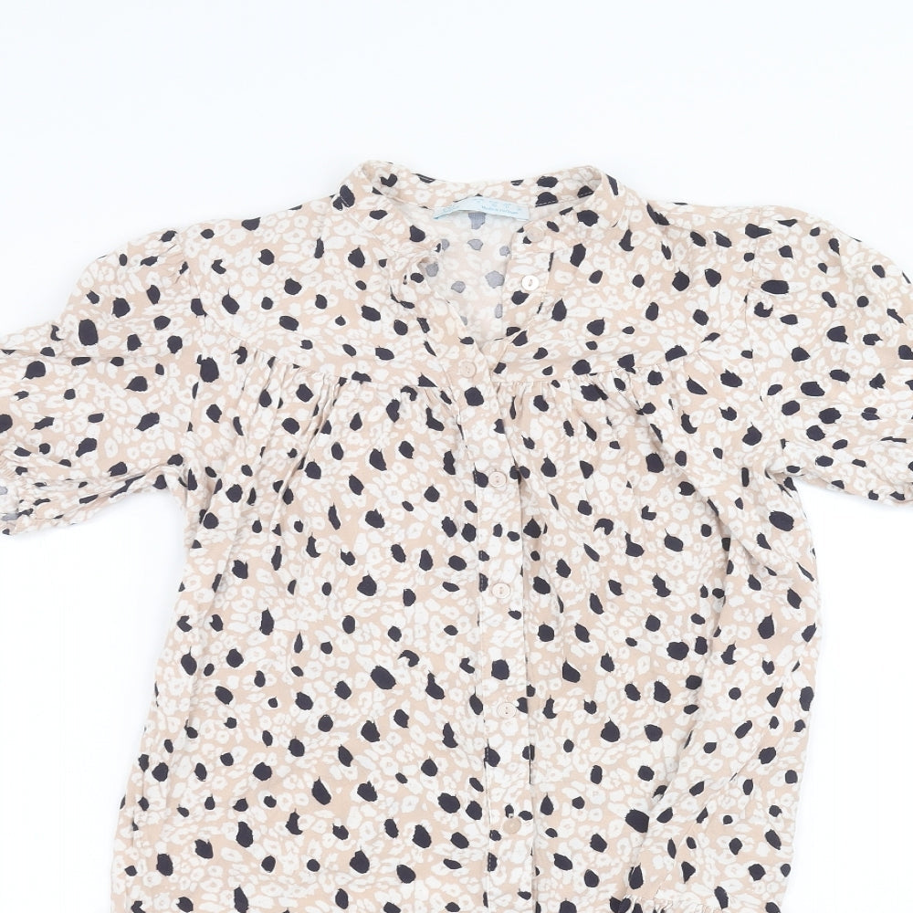 Primark Womens Pink Animal Print  Basic Button-Up Size 4
