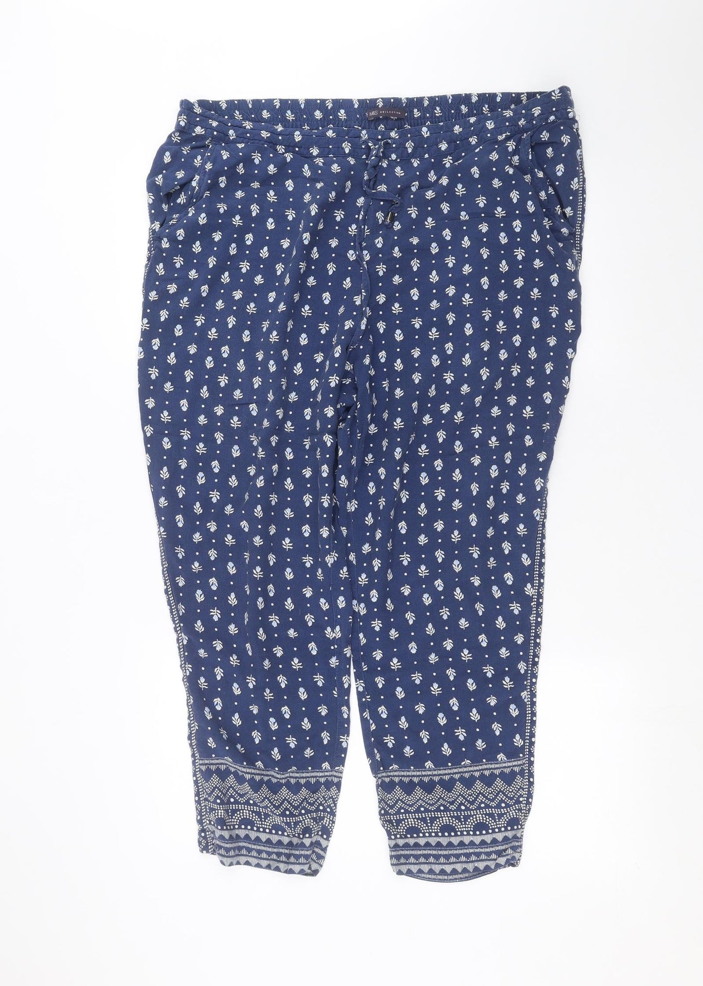 Womens UK Size 18 Marks and Spencer Regular Fit  Blue Trousers