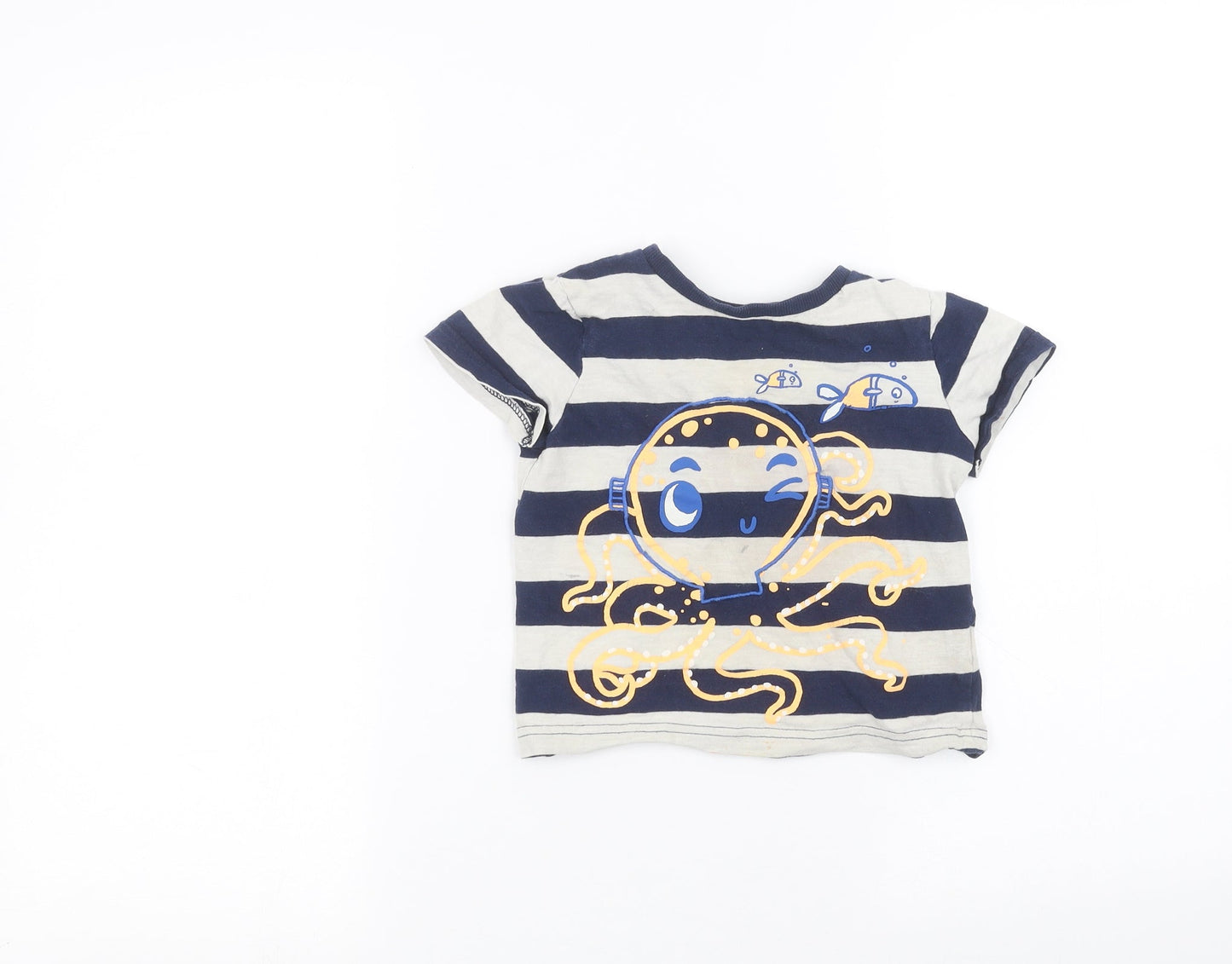 F&F Girls White Striped  Basic T-Shirt Size 2-3 Years