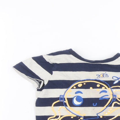 F&F Girls White Striped  Basic T-Shirt Size 2-3 Years