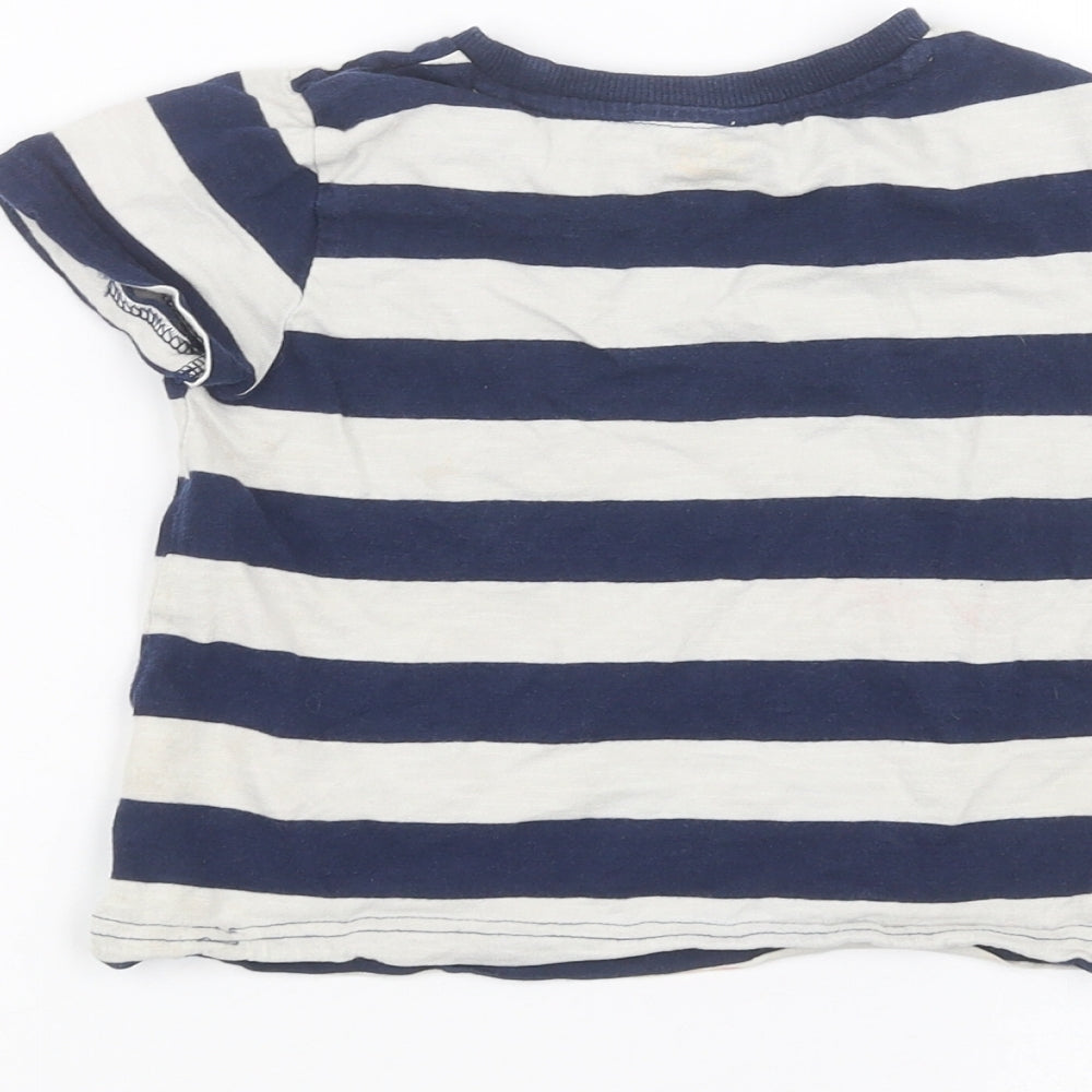 F&F Girls White Striped  Basic T-Shirt Size 2-3 Years
