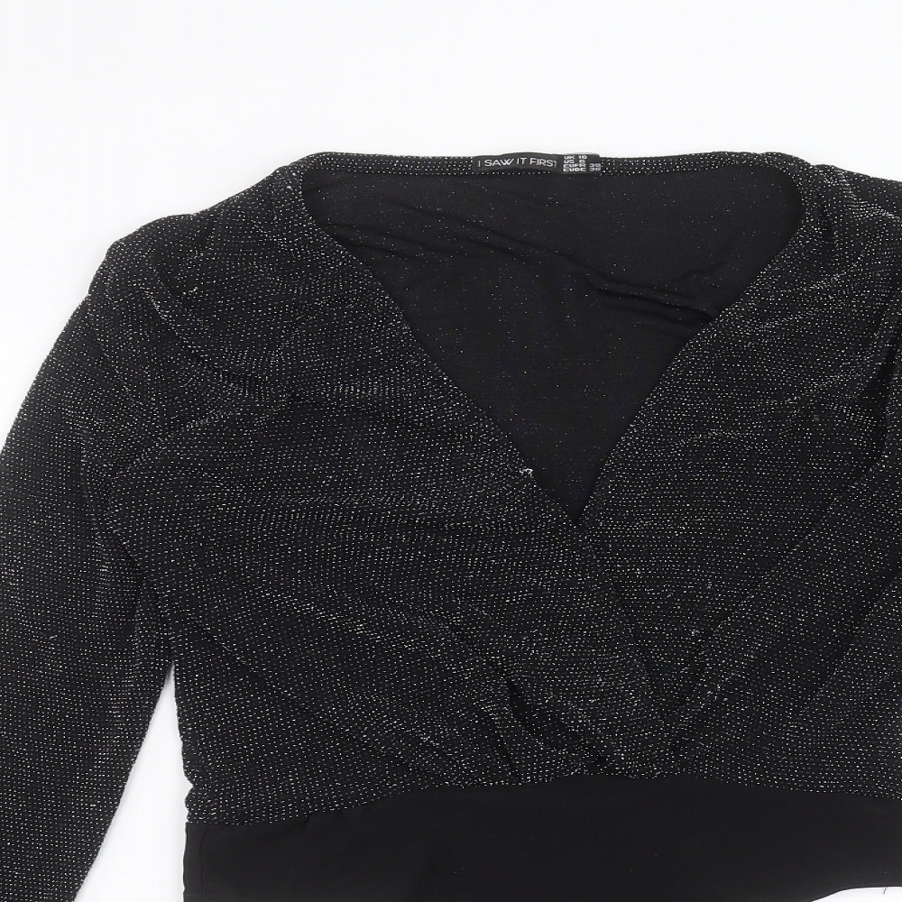 I SAW IT FIRST Womens Black   Bodysuit One-Piece Size S