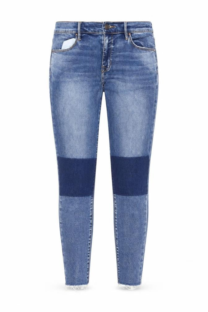 Front view of PacSun women’s blue denim skinny jeans, size UK 27, in, 27-inch leg