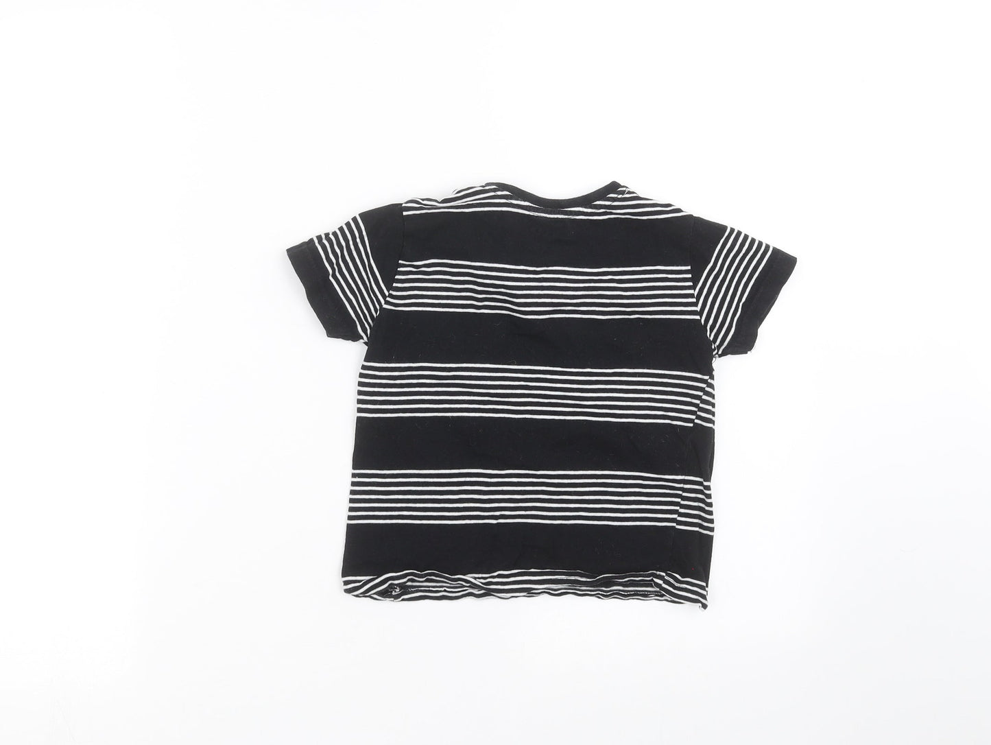 Primark Boys Black Striped  Basic T-Shirt Size 3-4 Years