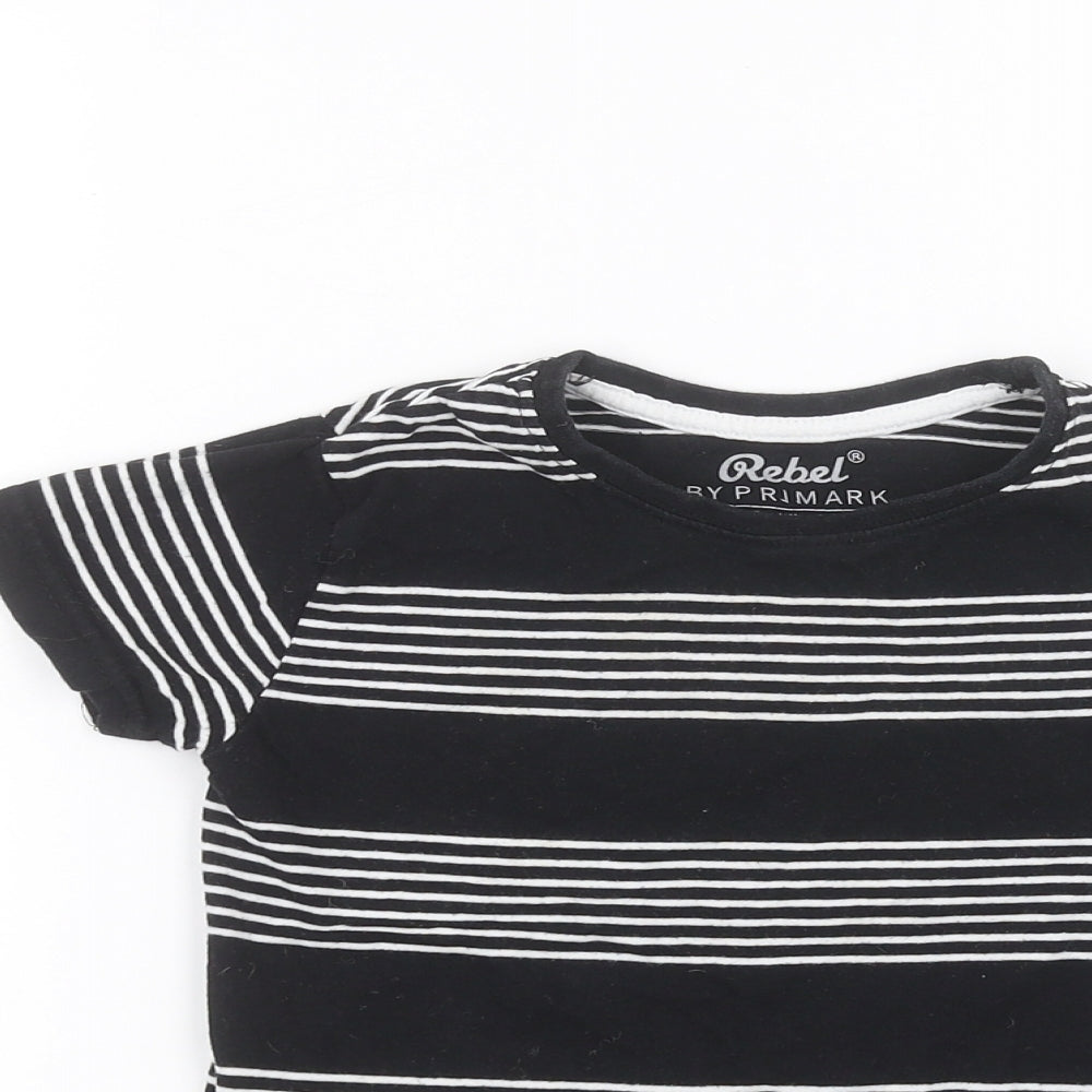 Primark Boys Black Striped  Basic T-Shirt Size 3-4 Years
