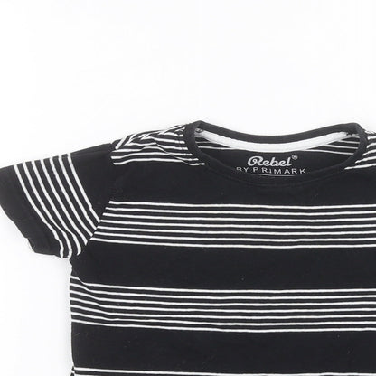 Primark Boys Black Striped  Basic T-Shirt Size 3-4 Years