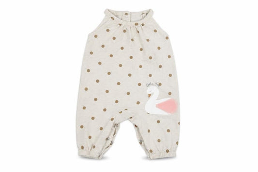 Front view of Mothercare Baby Beige Babygrow One-Piece, size 0-3, Months