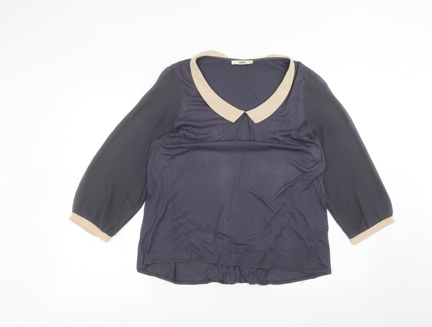 Womens UK Size L Oasis Blue Basic Blouse