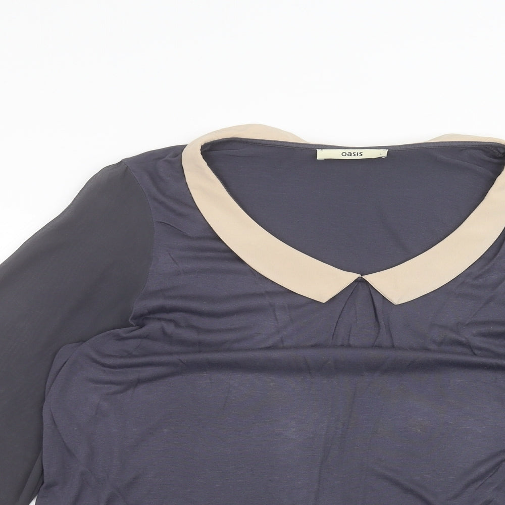 Womens UK Size L Oasis Blue Basic Blouse