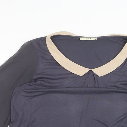 Womens UK Size L Oasis Blue Basic Blouse