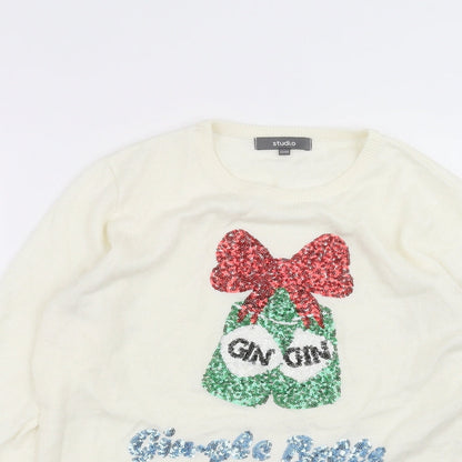 Womens UK Size 12 Studio White Pullover Jumper