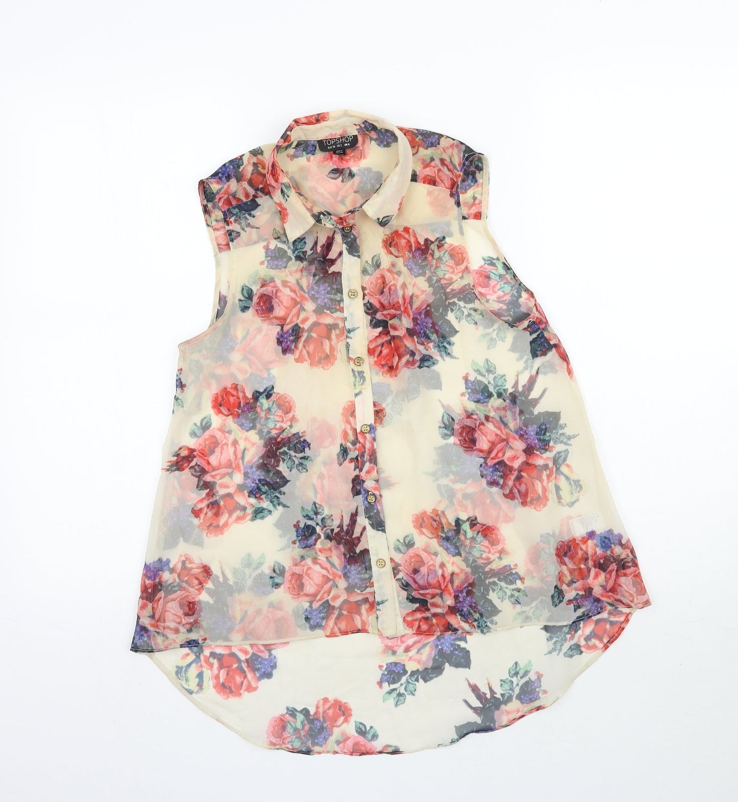 Womens UK Size 6 Topshop Multicoloured Basic Button-Up