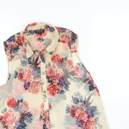Womens UK Size 6 Topshop Multicoloured Basic Button-Up