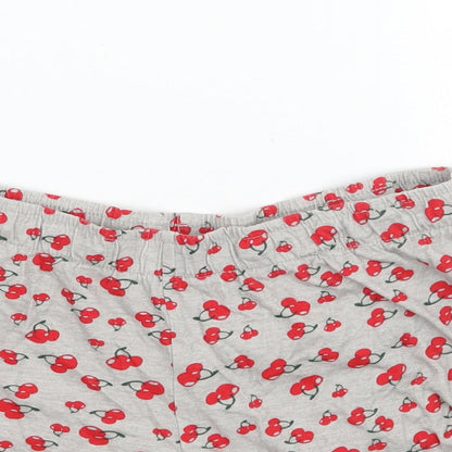 Primark Womens Grey   Sweat Shorts Size 12 - Cherry Print