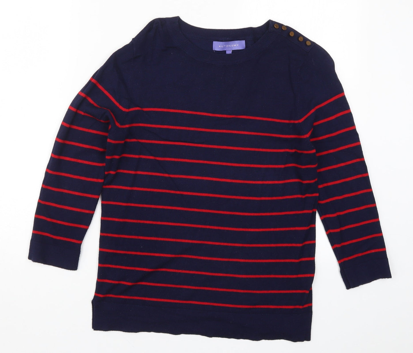 Autonomy Womens Blue Striped Knit Pullover Jumper Size 12  - Red