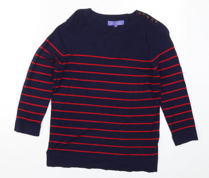 Autonomy Womens Blue Striped Knit Pullover Jumper Size 12  - Red