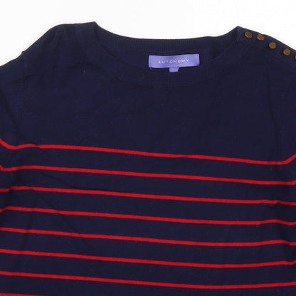 Autonomy Womens Blue Striped Knit Pullover Jumper Size 12  - Red