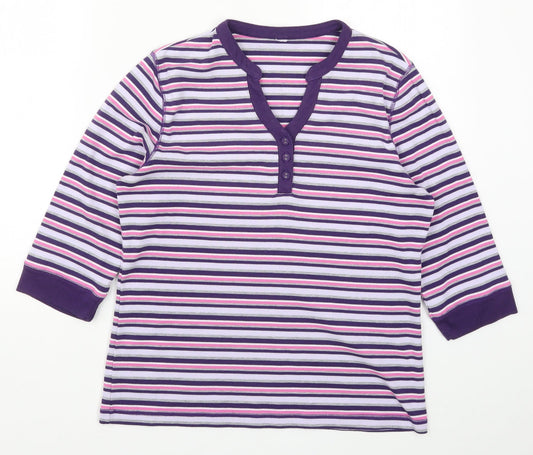 Bonmarché Womens Purple Striped  Basic T-Shirt Size M