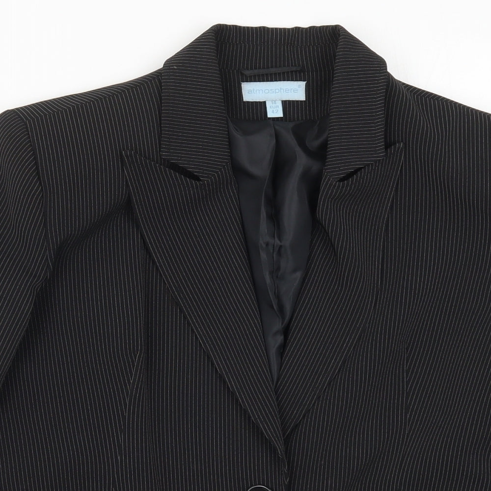 Atmosphere Womens Black Striped  Jacket Suit Jacket Size 14